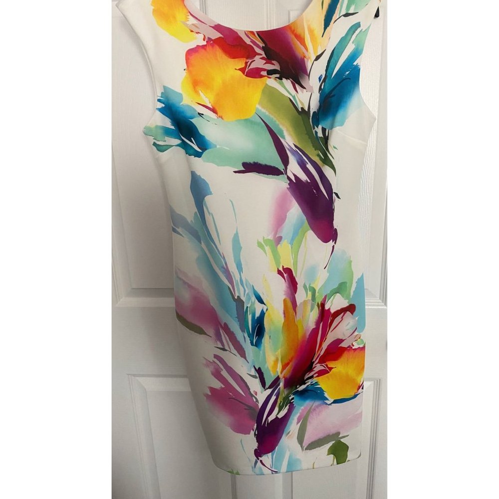 Frank Lyman Watercolor Sheath Dress-Size 6/NWT